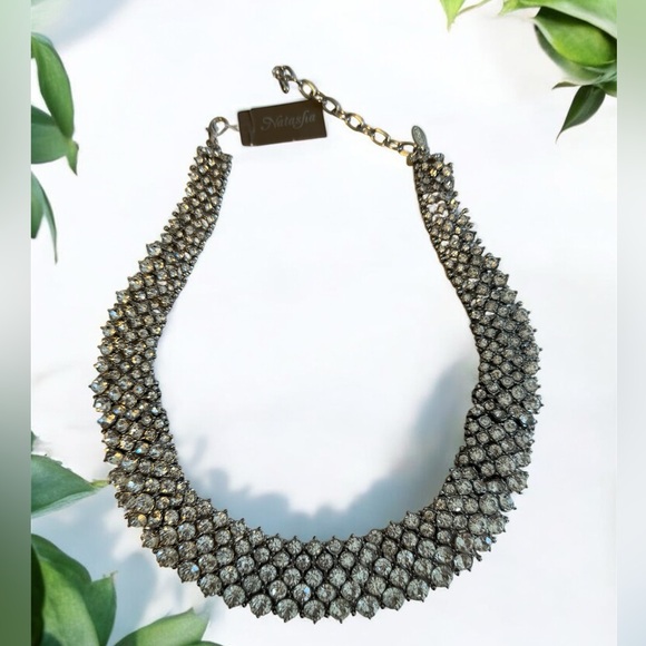 Natasha Jewelry - Elegant Silver Rhinestone Necklace by Natasha